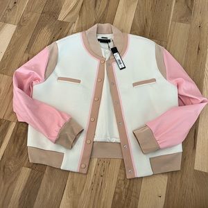 Alice + Olivia Keri Vegan Leather Varsity Jacket